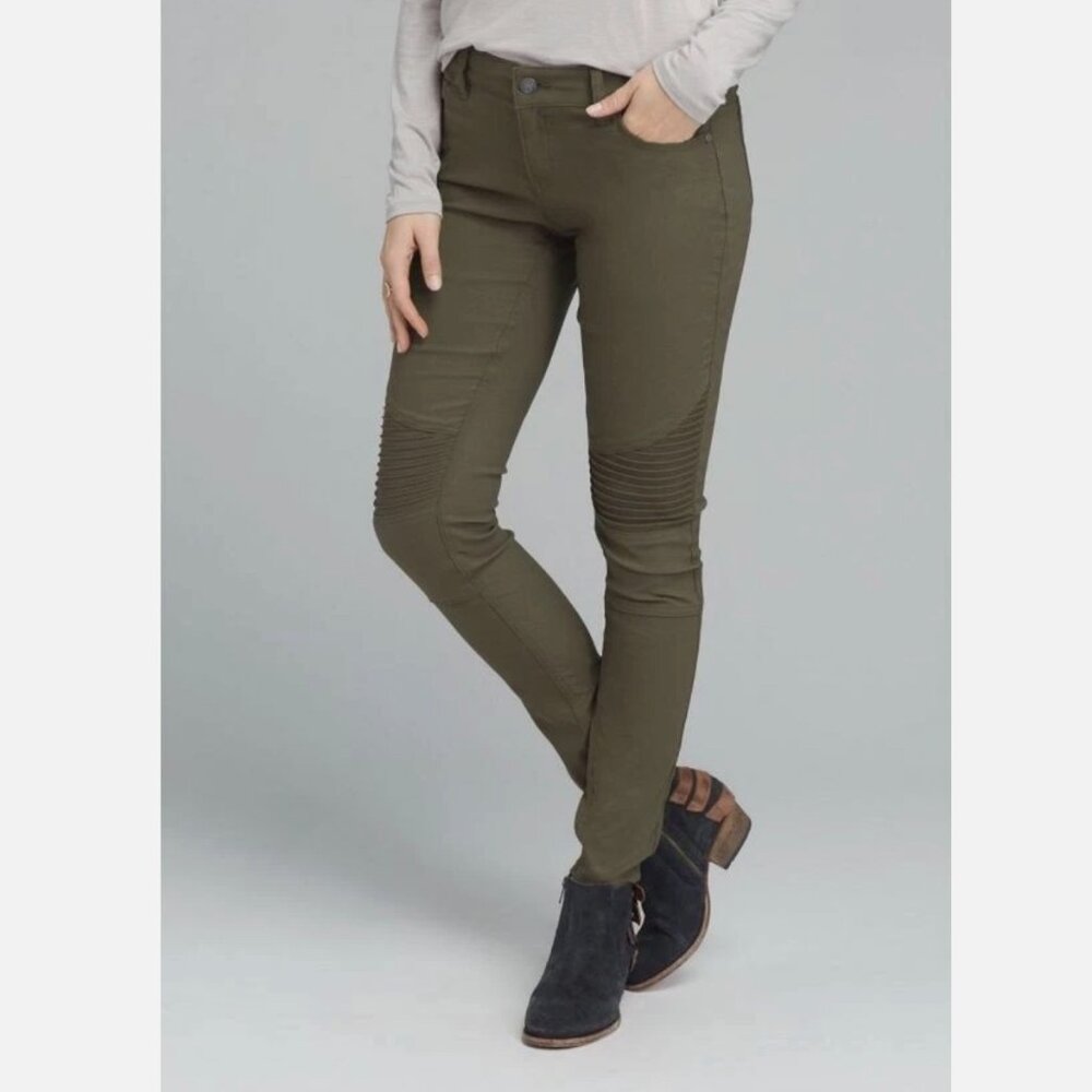 prAna Women’s Brenna Pants Size 4 Cargo Green (Green-Grey) Moto Skinny